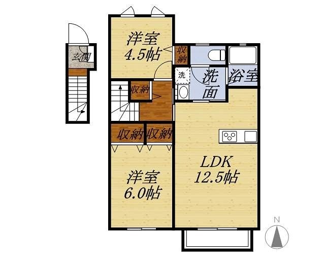 リ・プリマヴェーラⅢ C201号室 間取り