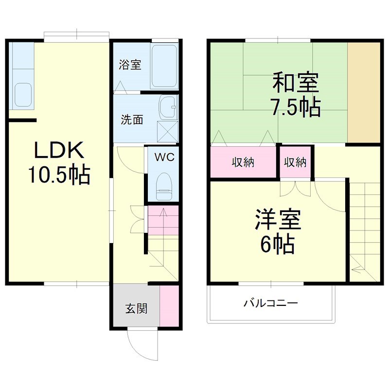 テラスハウスアスカ B号室 間取り