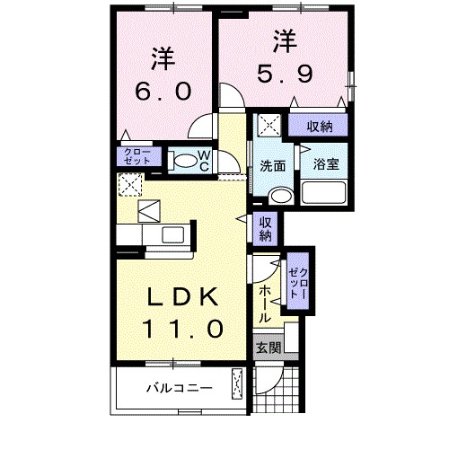 ファンティスⅢ 103号室 間取り