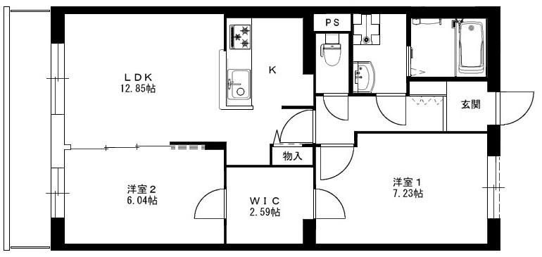 スウィートベル 303号室 間取り