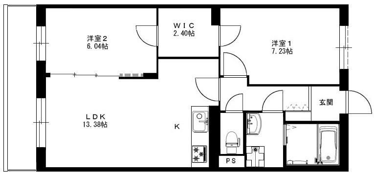 スウィートベル 202号室 間取り