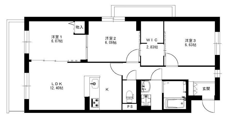 スウィートベル 305号室 間取り