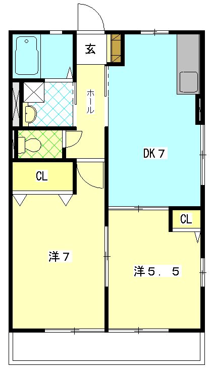グレイスフル 102号室 間取り