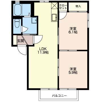 ヴィラーニ ウエスト C102号室 間取り