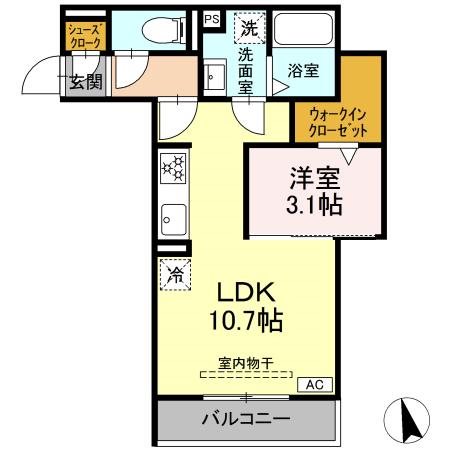 D-Hills佐藤Ⅱ 102号室 間取り