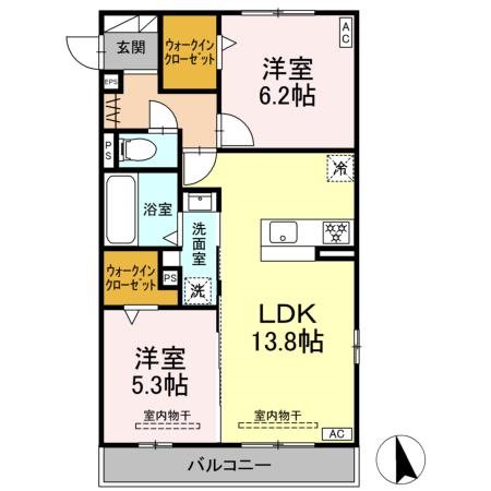 シリウス 201号室 間取り