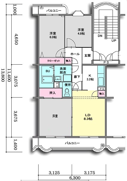 銀河 305号室 間取り