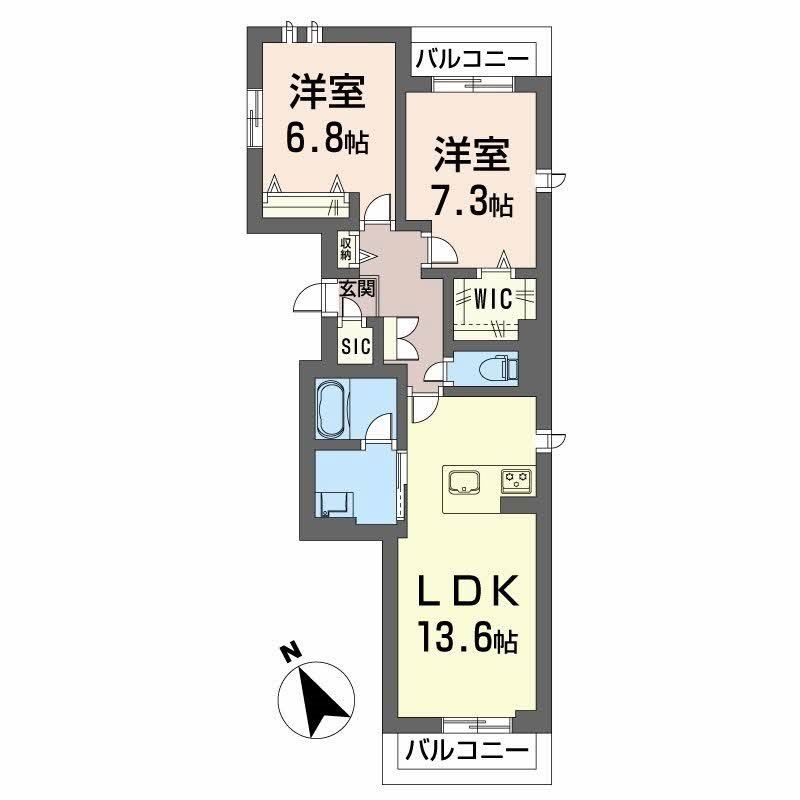 Kalmark海老塚 201号室 間取り