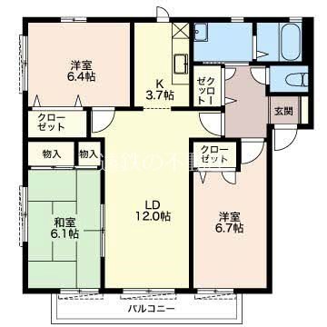 フローラ 0201号室 間取り