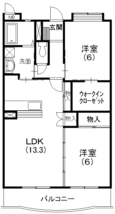エクレール 102号室 間取り