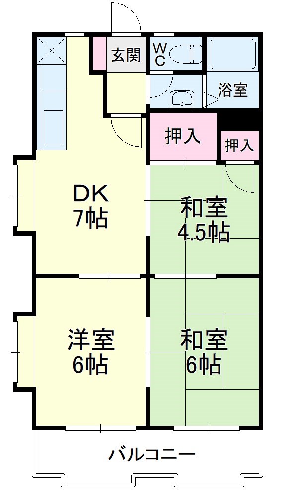 スカイロイヤル12 3A号室 間取り