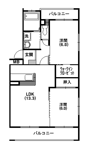 シャンテ高丘 101号室 間取り