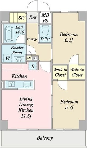 Central　S　砂山町 1302号室 間取り