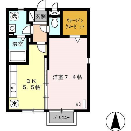 リースランド春岡Ⅲ A 201号室 間取り