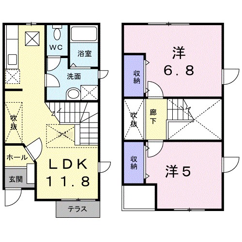 グリーンヒルズ富塚A 102号室 間取り