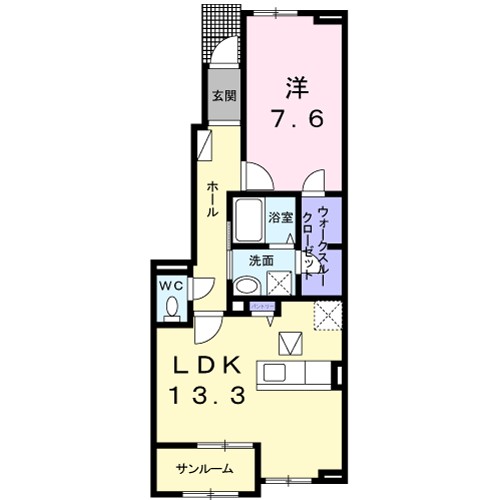 M’s Garden 102号室 間取り