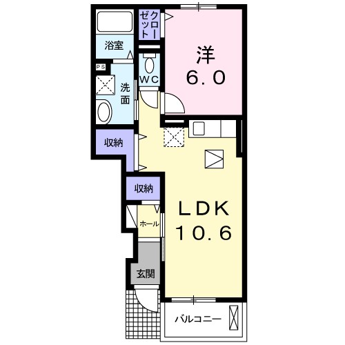 サニーブライト 102号室 間取り