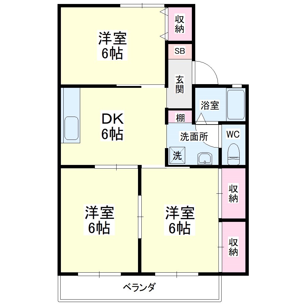 セジュールピュア 102号室 間取り