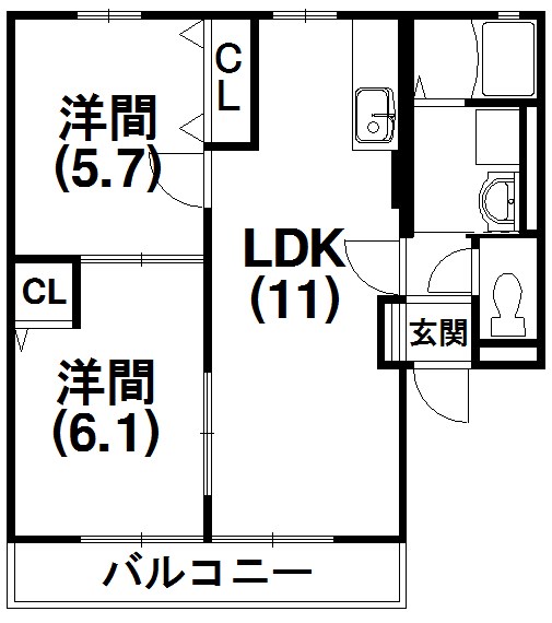 ボヌール高丘 103号室 間取り