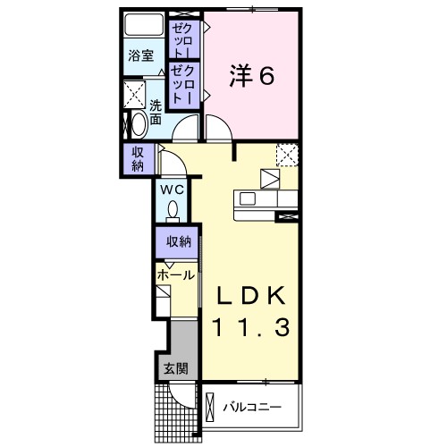 ウエストリバー 102号室 間取り