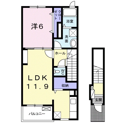 クラージ Ⅰ 202号室 間取り