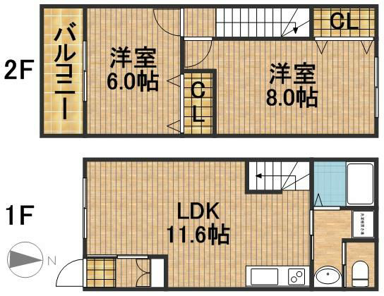 メゾネット初生 105号室 間取り