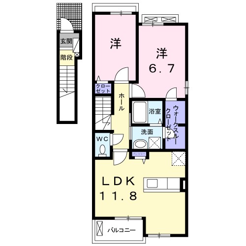 マンダリーヌ 201号室 間取り