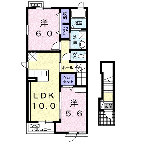 グリュック 201号室 間取り