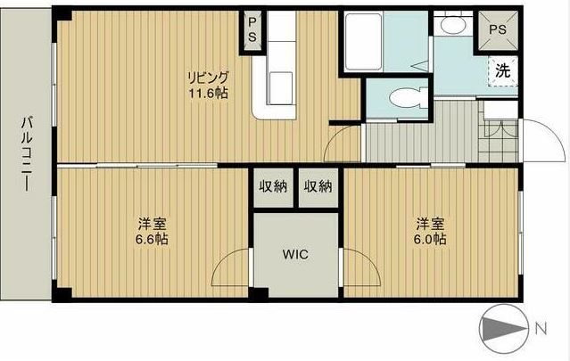 田畑ハイツそれいゆ上西郷A 202号室 間取り