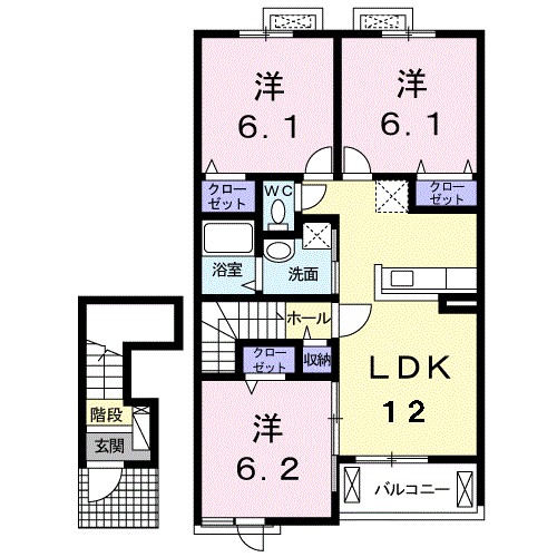グレイスタウン丸領Ａ 202号室 間取り