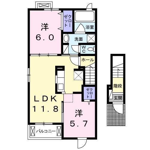 ジェイ　フォルツァ 201号室 間取り