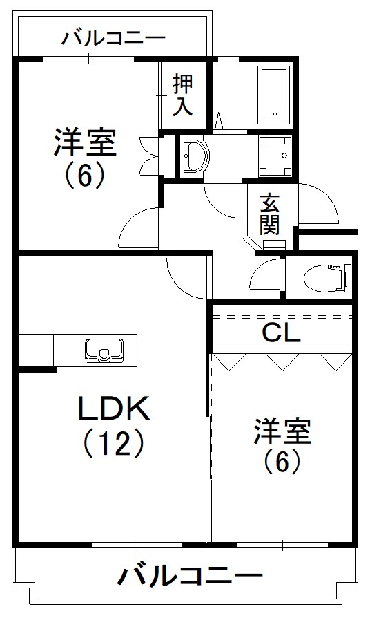 初生パークハイツ 105号室 間取り