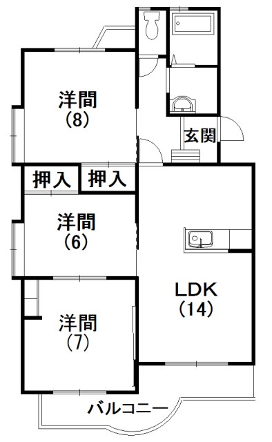 サニーサイドビラB 23号室 間取り