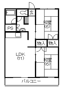 ビレッタ蜆塚S S2-2号室 間取り