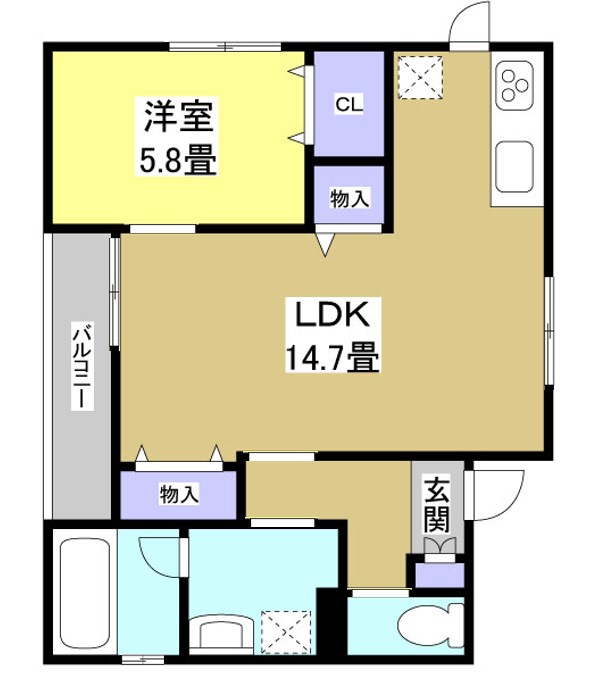 Siesta Daikumachi 205号室 間取り