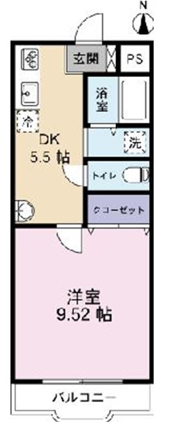 サングリーン富塚 1-D号室 間取り