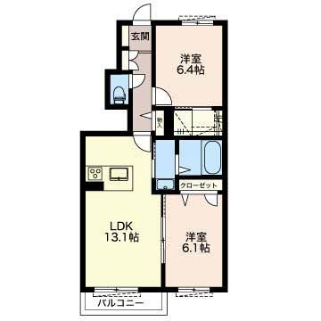 シュプリーム小松 106号室 間取り