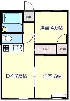 服部ハイツⅢ 101号室 間取り