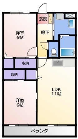 ファミール茄子 305号室 間取り