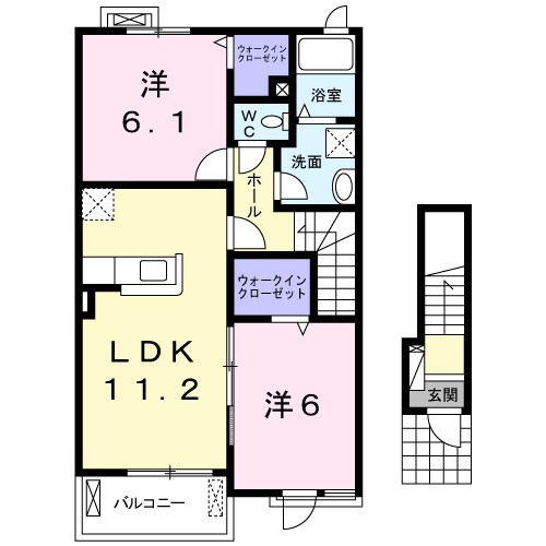 エアフォルク 202号室 間取り