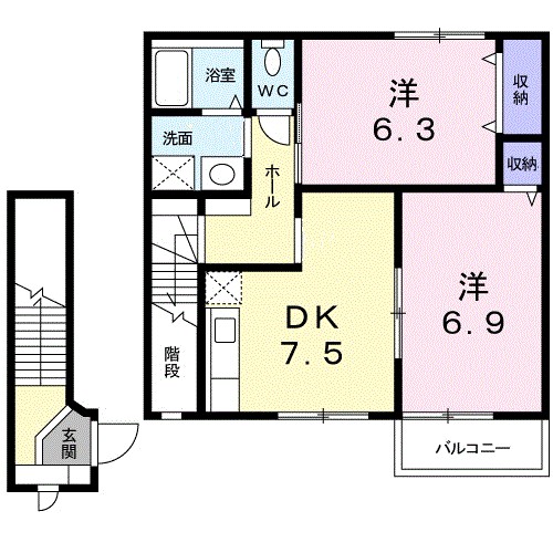 ヴィレヂフォーＡ 202号室 間取り