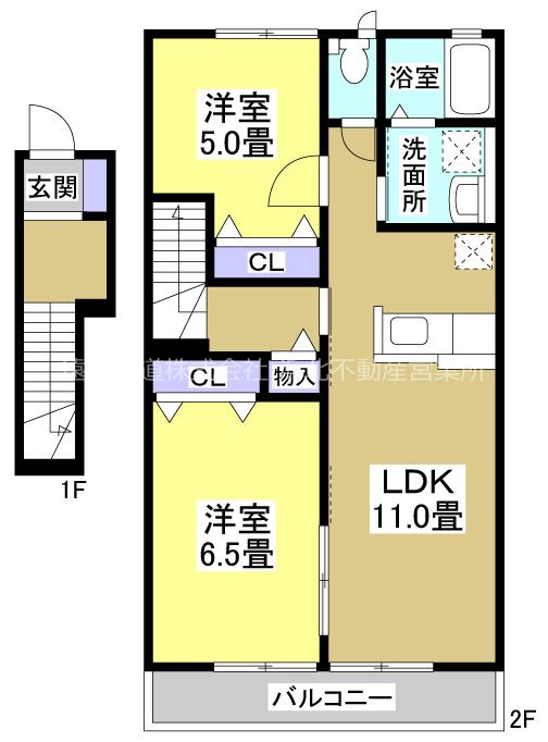 グランディールD 203号室 間取り