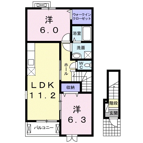 ハイバリー 201号室 間取り