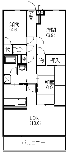 リヴェールセントラルハイツ 103号室 間取り