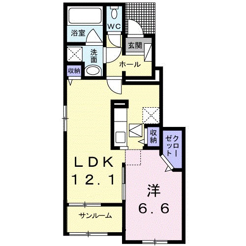 ゼストⅠ 102号室 間取り
