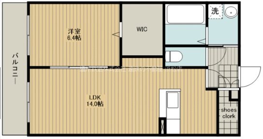 田畑ハイツ上の段 1C号室 間取り