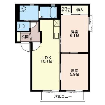 カーサ フォレスタ 102号室 間取り