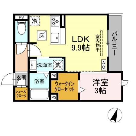 (仮称)D-ROOM二之宮 101号室 間取り