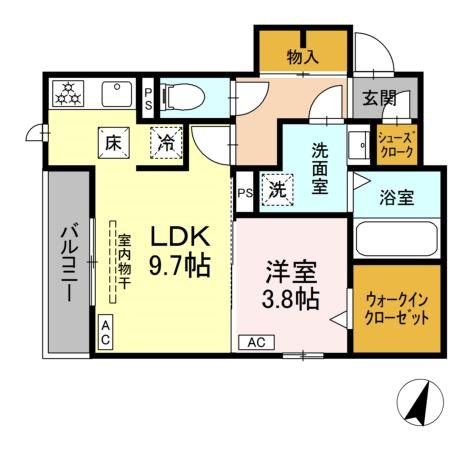 D-ROOM二之宮 103号室 間取り