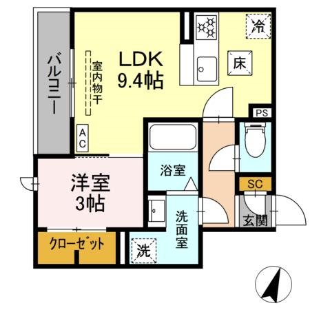 D-ROOM二之宮 105号室 間取り